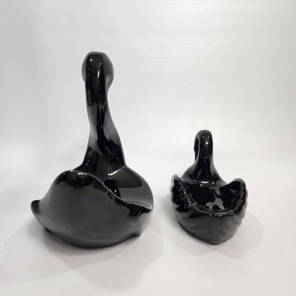 2 Vintage MCM Ceramic Swan Towel Holder Black Swan Retro Decor - Picture 4 of 8